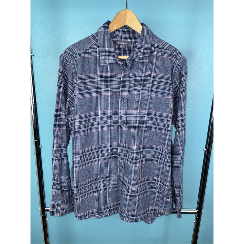 Eddie Bauer Plaid Flannel Cotton Button-Up Shirt Long Sleeve Pockets Gorpcore